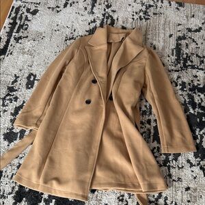 Women's Tan Double-Breasted Coat